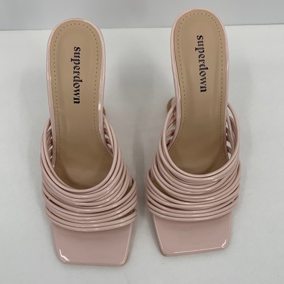 Superdown Eva Martini heel slide shoe square toe pink sandal strappy new 7 - Picture 7 of 8